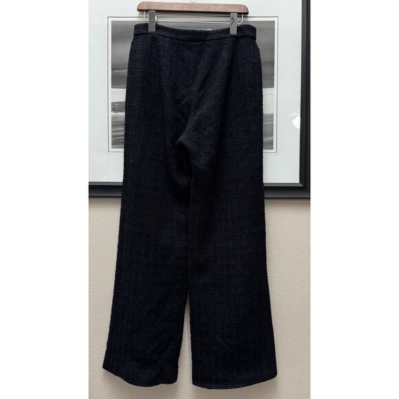 Chanel Uniform Tweed Pants Cotton Blend Tweed Wide-Leg Trousers Black Size 42 - Picture 12 of 16